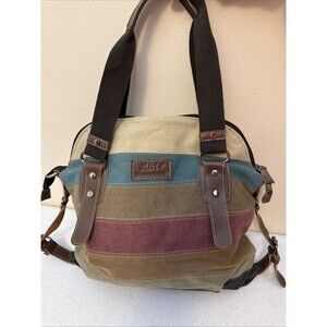 Manjianghong Multicolor Striped Canvas Messenger Bag
